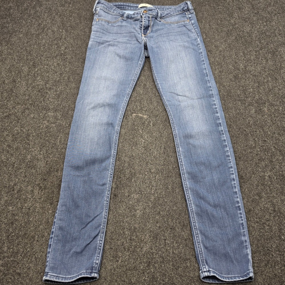 Hollister Skinny Jeans Women 9L 29 Blue Low Rise Medium Wash Stretch Denim